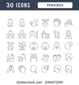 Pediatrics. Collection of perfectly thin icons for web design, app, and the most modern projects. The kit of signs for category Medicine.