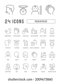 Pediatrics. Collection of perfectly thin icons for web design, app, and the most modern projects. The kit of signs for category Medicine.