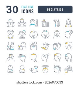 Pediatrics. Collection of perfectly thin icons for web design, app, and the most modern projects. The kit of signs for category Medicine.