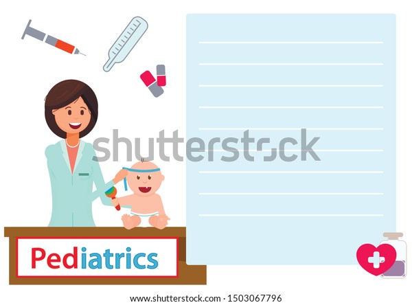 Pediatrics Flat Cartoon Banner Vector Illustration Stock Vector