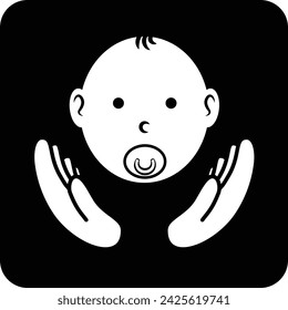 Pediatrics icon black and white flat vector illustration