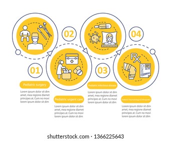 Pediatrics vector infographic template. Dentistry, pulmonology. Business presentation design elements. Data visualization with four steps and options. Process timeline chart. Workflow layout with icon