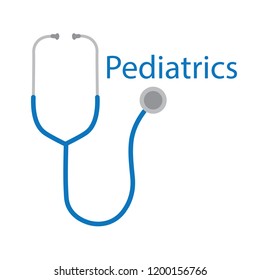 Pediatrics word and stethoscope icon- vector illustration