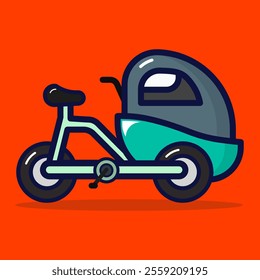 Pedicab cartoon icon. Traditional transportation concept. Isolated on premium design. Lineal color style. Flat vector illustration. 