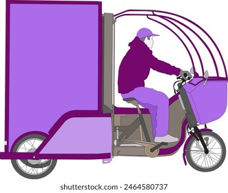 Ilustración vectorial de diseño plano bicitaxi