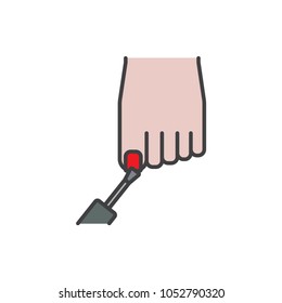 Pedicure flat line colored icon.