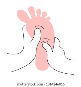 Pedicure and foot massage concept. Spa treatment for nail bar or beauty salon. Flat Art Vector Illustration