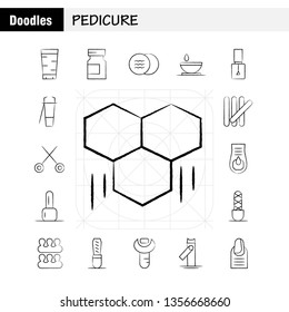 Pedicure Hand Drawn Icon Pack For Designers And Developers. Icons Of Lotion, Lotion Tub, Soap, Cosmetic, Beauty, Cream, Cosmetic, Vector
