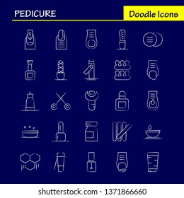 Pedicure Hand Drawn Icon Pack For Designers And Developers. Icons Of Lotion, Lotion Tub, Soap, Cosmetic, Beauty, Cream, Cosmetic, Vector