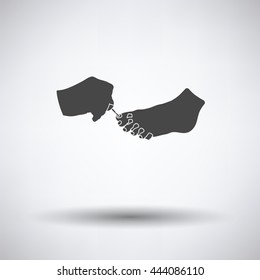Pedicure icon on gray background, round shadow. Vector illustration.