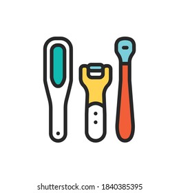 Pedicure instruments color line icon. Isolated vector element.
