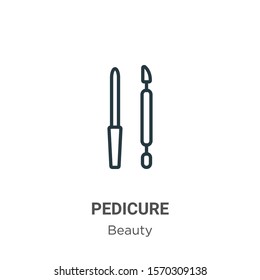 Pedicure outline vector icon. Thin line black pedicure icon, flat vector simple element illustration from editable beauty concept isolated on white background