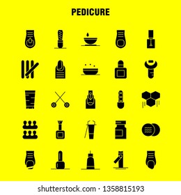 Pedicure Solid Glyph Icon Pack For Designers And Developers. Icons Of Lotion, Lotion Tub, Soap, Cosmetic, Beauty, Cream, Cosmetic, Vector
