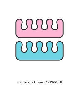 Pedicure toe separators color icon. Isolated vector illustration