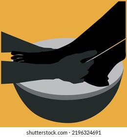  Pedicure treatment at spa stock illustration.Female feet receiving a foot massage