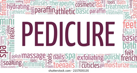 Pedicure word cloud conceptual design isolated on white background.