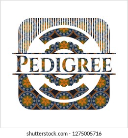 Pedigree arabic badge background. Arabesque decoration.