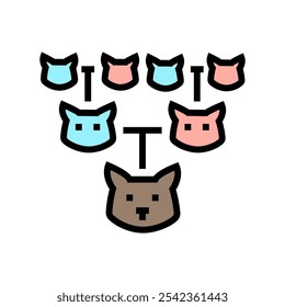 Gato que cría el Vector del icono del color. Gráfico de pedigrí Gato que cría el signo. Ilustración aislada del símbolo