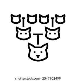 pedigree chart cat breeding line icon vector. pedigree chart cat breeding sign. isolated contour symbol black illustration