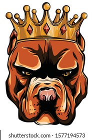 A pedigreed dog in the crown. Pitbull. Vector illustration.