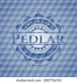 Emblema hexagonal azul del pedal. Ilustración vectorial. Detallado. 