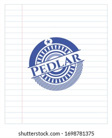 Pedlar pen draw. Blue ink. Vector Illustration. Detailed.