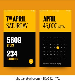 Pedometer App Concept Design UX UI FOr Mobile Phones