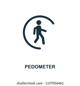 Pedometer icon. Monochrome style design from measurement collection. UX and UI. Pixel perfect pedometer icon. For web design, apps, software, printing usage.