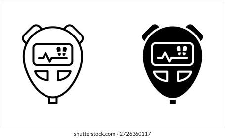 Pedometer-Symbolsatz. Körperliche Aktivität, Wanderanzeige. Fitness-Tracker. Digitaler Sport. Vektorgrafik auf weißem Hintergrund