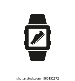 Pedometer icon. Smart watch, clock, fitness bracelet symbol. Flat design. Stock - Vector illustration