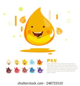 pee character and colour level. infographic - vector illustration