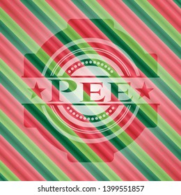 Pee christmas style badge. Vector Illustration. Detailed.