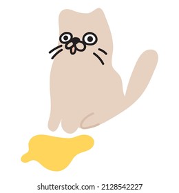 Сat peed. Vector illustration on white background.