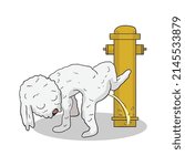 peeing dog Vector illustration isolated
