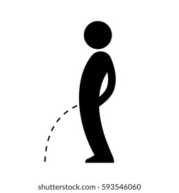 Peeing man silhouette vector eps sign on white background