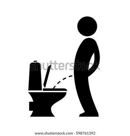 Peeing man wc pot sign isolated on white background