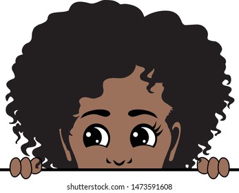 Peek A Boo Afro Girl Vector