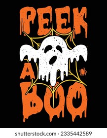 Peek A Boo T-Shirt Design, Halloween T-Shirt Design, Horror T-Shirt Design, T-Shirt Design Print Template