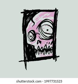 Peek skull horror graphic illustration vector art t-shirt design