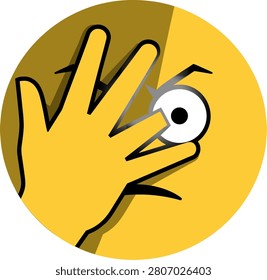 Peek-a-Boo Intrigue: A playful and curious eye peeks from behind a hand, creating a sense of mystery and childlike wonder
