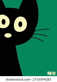 Peeking Cats Composition, Stylized Illustration with Triangular Framing and Bold Contrast.