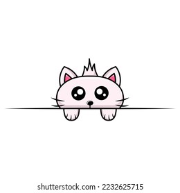 Peeking cute cat mascot design kawaii