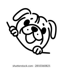 Peeking Dog Icon Logo Design. Cute Puppy Head Sign and Symbol. Peeking Pet Icon. Dog Breeder Branding.