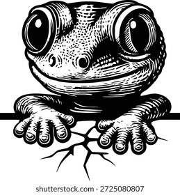 Peeking Cabeza de Gecko - Lindo Lagarto Peeking Diseño - Reptil Clipart de Caras - Peeking Cabeza de Lagarto - Ilustración de Gecko de Dibujos Animados