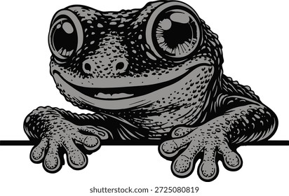 Espiando Cabeça de Gecko - Design de Espiada de Lagarto Bonito - Clipart Rosto Réptil - Espiando Cabeça de Lagarto - Ilustração de Gecko Desenho Animado