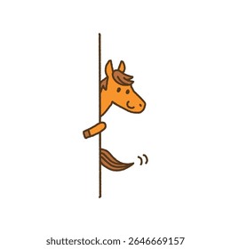 Peeking Horse Character – New Year Illustration for Year of the Horse 2026