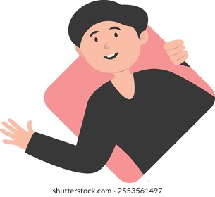 Peeking Human Cartoon Character. Isolated Illustration on White Background