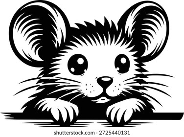 Silhueta de mouse de Pequim - Design de Pequim da cabeça do mouse, Mouse de Pequim sobre - Vetor de cabeça de animal pequeno - Design de rosto de mouse fantástico