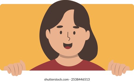 Peeking People Character in Cute Cartoon Design. Isolated Vector Illustration