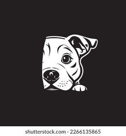 Peeking Pitbull Logo Monochrome Design Style
